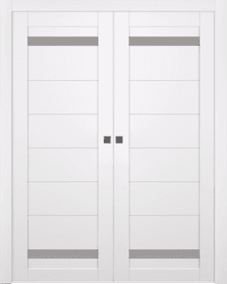 PERLA VETRO SNOW WHITE DOUBLE POCKET BELLDINNI MODERN INTERIOR DOOR - 1