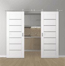 ALBA SNOW WHITE DOUBLE BARN BELLDINNI MODERN INTERIOR DOOR - 1