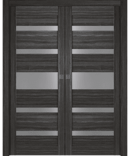 GINA VETRO GRAY OAK DOUBLE POCKET DOORS BELLDINNI MODERN INTERIOR DOOR - 1