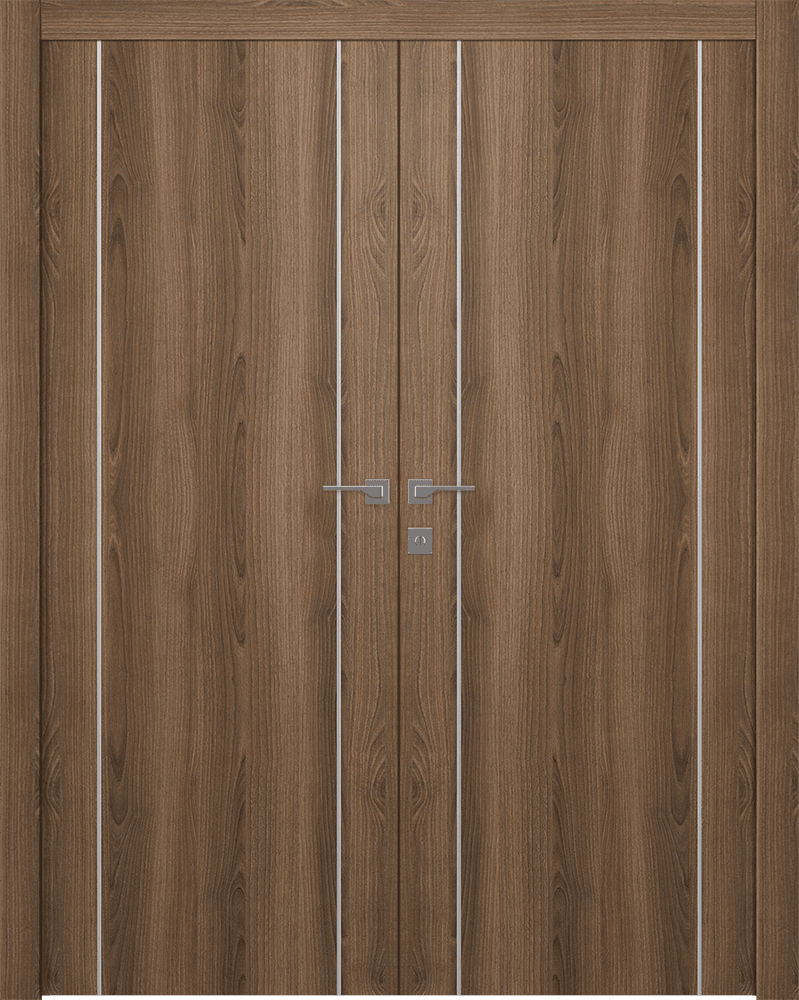 OPTIMA 2U PECAN NUTWOOD DOUBLE DOORS BELLDINNI MODERN INTERIOR DOOR