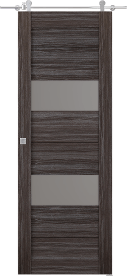BERTA VETRO GRAY OAK DOUBLE BARN BELLDINNI MODERN INTERIOR DOOR - 1