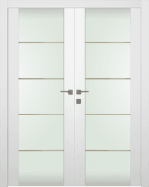 PALLADIO 202 4H GOLD STRIPS VETRO BIANCO NOBLE CLOSET DOORS BELLDINNI MODERN INTERIOR DOOR - 1