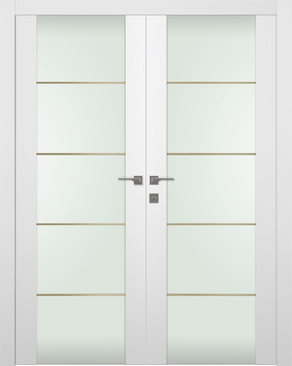 PALLADIO 202 4H GOLD STRIPS VETRO BIANCO NOBLE CLOSET DOORS BELLDINNI MODERN INTERIOR DOOR