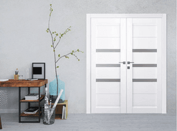 DORA VETRO SNOW WHITE DOUBLE POCKET BELLDINNI MODERN INTERIOR DOOR - 2