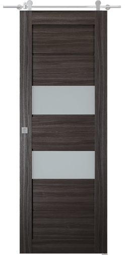 DESSA VETRO GRAY OAK DOUBLE BARN BELLDINNI MODERN INTERIOR DOOR - 1