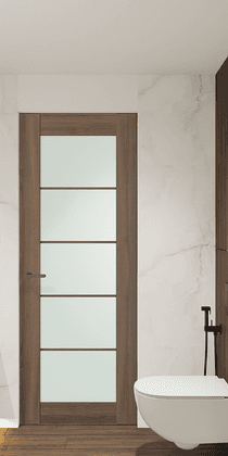 AVON 5 LITE VETRO PECAN NUTWOOD INVISIBLE METAL FRAME BELLDINNI MODERN INTERIOR DOOR - 1