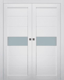 EDNA VETRO BIANCO NOBLE DOUBLE POCKET BELLDINNI MODERN INTERIOR DOOR - 1