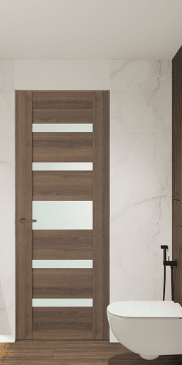 AVON 07-05 VETRO PECAN NUTWOOD DOUBLE INVISIBLE METAL FRAME BELLDINNI MODERN INTERIOR DOOR - 1