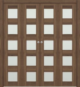 AVON 07-07 VETRO PECAN NUTWOOD DOUBLE BI-FOLD DOORS BELLDINNI MODERN INTERIOR DOOR - 1