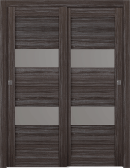 BERTA VETRO GRAY OAK BYPASS BELLDINNI MODERN INTERIOR DOOR - 1