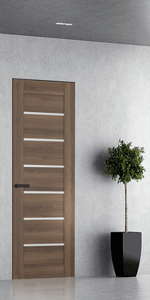 AVON 07-02 VETRO PECAN NUTWOOD INVISIBLE METAL FRAME BELLDINNI MODERN INTERIOR DOOR - 1