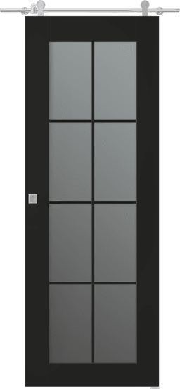 AVON 8 LITE VETRO BLACK MATTE BARN BELLDINNI MODERN INTERIOR DOOR - 1