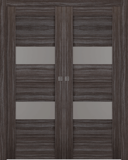 BERTA VETRO GRAY OAK DOUBLE POCKET BELLDINNI MODERN INTERIOR DOOR - 1