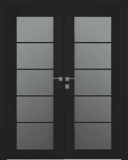 AVON 5 LITE VETRO BLACK MATTE DOUBLE BELLDINNI MODERN INTERIOR DOOR - 1