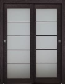 AVANTI 5 LITE VETRO BLACK APRICOT BYPASS BELLDINNI MODERN INTERIOR DOOR - 1