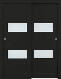 BERTA VETRO BLACK MATTE BYPASS BELLDINNI MODERN INTERIOR DOOR - 1