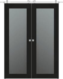 AVON 207 VETRO BLACK MATTE DOUBLE BARN BELLDINNI MODERN INTERIOR DOOR - 1