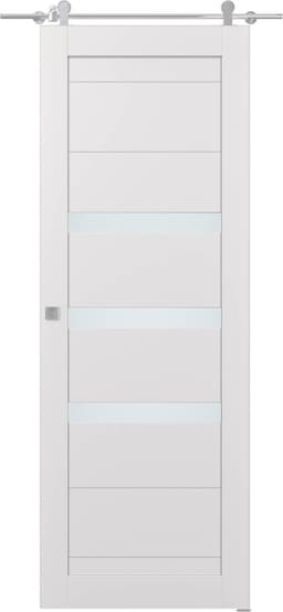 DORA VETRO SNOW WHITE DOUBLE BARN BELLDINNI MODERN INTERIOR DOOR - 1