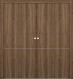 OPTIMA 2H PECAN NUTWOOD DOUBLE BI-FOLD DOORS BELLDINNI MODERN INTERIOR DOOR - 1