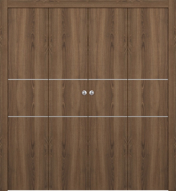 OPTIMA 2H PECAN NUTWOOD DOUBLE BI-FOLD DOORS BELLDINNI MODERN INTERIOR DOOR