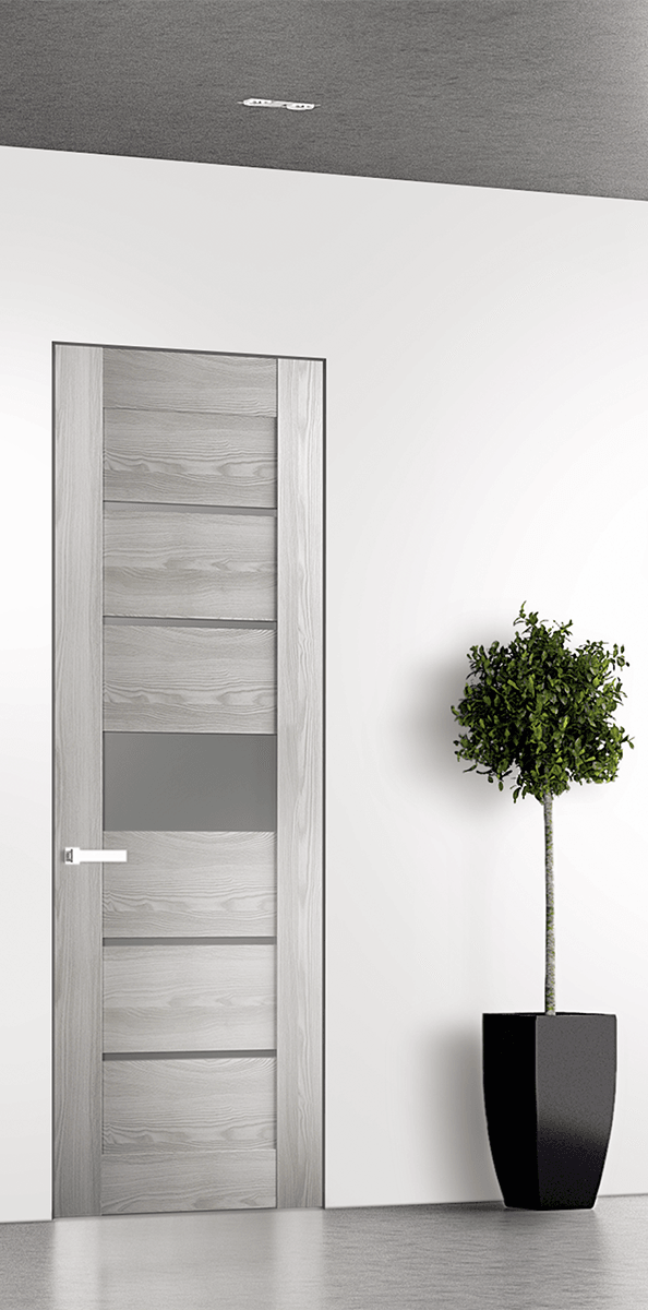 AVON 07-06 VETRO RIBEIRA ASH INVISIBLE METAL FRAME BELLDINNI MODERN INTERIOR DOOR