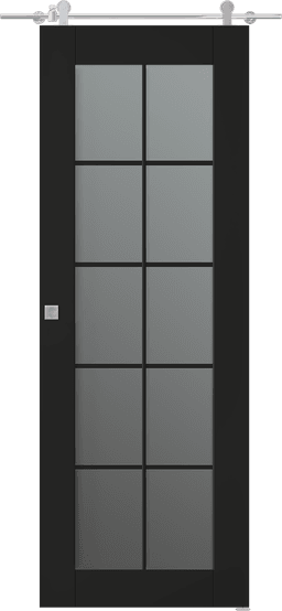 AVON 10 LITE VETRO BLACK MATTE BARN BELLDINNI MODERN INTERIOR DOOR - 1