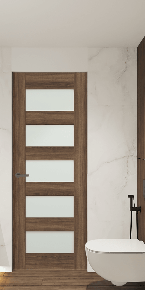 AVON 07-07 VETRO PECAN NUTWOOD DOUBLE INVISIBLE METAL FRAME BELLDINNI MODERN INTERIOR DOOR