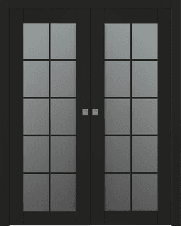 AVON 10 LITE VETRO BLACK MATTE DOUBLE POCKET BELLDINNI MODERN INTERIOR DOOR - 1