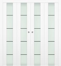 SMART PRO H3G 4H BLACK STRIPS VETRO POLAR WHITE DOUBLE BI-FOLD DOORS BELLDINNI MODERN INTERIOR DOOR - 1