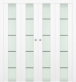 SMART PRO H3G 4H BLACK STRIPS VETRO POLAR WHITE DOUBLE BI-FOLD DOORS BELLDINNI MODERN INTERIOR DOOR - 1