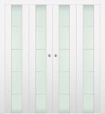 PALLADIO 202 4H GOLD STRIPS VETRO BIANCO NOBLE DOUBLE BI-FOLD DOORS BELLDINNI MODERN INTERIOR DOOR - 2