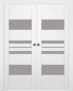 ROMI VETRO SNOW WHITE DOUBLE POCKET BELLDINNI MODERN INTERIOR DOOR - 1