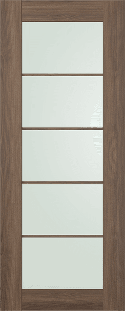 AVON 5 LITE VETRO PECAN NUTWOOD SLAB BELLDINNI MODERN INTERIOR DOOR - 1