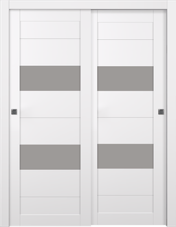 BERTA VETRO SNOW WHITE BYPASS BELLDINNI MODERN INTERIOR DOOR - 1