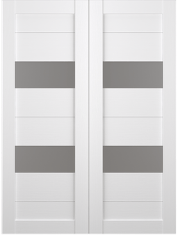 BERTA VETRO SNOW WHITE DOUBLE BARN BELLDINNI MODERN INTERIOR DOOR - 2