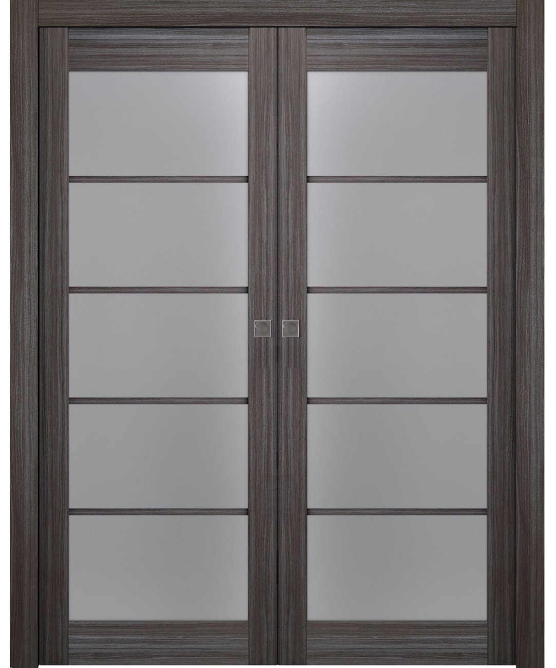 PALLADIO 5 LITE VETRO GRAY OAK DOUBLE POCKET BELLDINNI MODERN INTERIOR DOOR