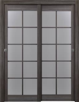PALLADIO 10 LITE VETRO GRAY OAK BYPASS BELLDINNI MODERN INTERIOR DOOR - 1