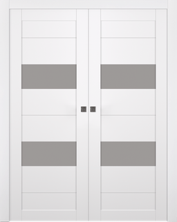 BERTA VETRO SNOW WHITE DOUBLE POCKET BELLDINNI MODERN INTERIOR DOOR - 1