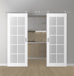 PALLADIO 10 LITE VETRO BIANCO NOBLE DOUBLE BARN BELLDINNI MODERN INTERIOR DOOR - 1