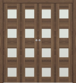 AVON 07-08 VETRO PECAN NUTWOOD DOUBLE BI-FOLD DOORS BELLDINNI MODERN INTERIOR DOOR - 1