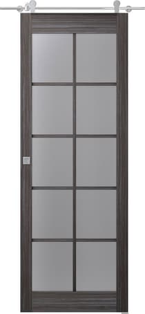 PALLADIO 10 LITE VETRO GRAY OAK DOUBLE BARN BELLDINNI MODERN INTERIOR DOOR - 2