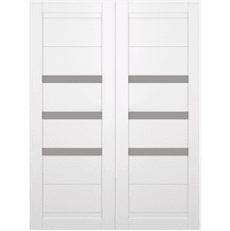 DORA VETRO SNOW WHITE DOUBLE BARN BELLDINNI MODERN INTERIOR DOOR - 2