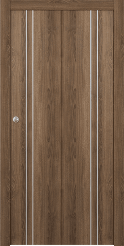OPTIMA 2V PECAN NUTWOOD BI-FOLD DOORS BELLDINNI MODERN INTERIOR DOOR - 1