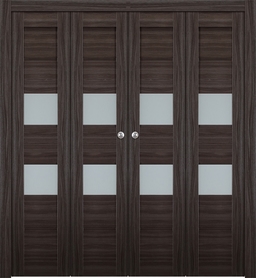DESSA VETRO GRAY OAK DOUBLE BI-FOLD BELLDINNI MODERN INTERIOR DOOR - 1