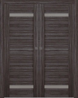 PERLA VETRO GRAY OAK DOUBLE POCKET BELLDINNI MODERN INTERIOR DOOR - 1