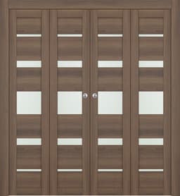 AVON 07-03 VETRO PECAN NUTWOOD DOUBLE BI-FOLD DOORS BELLDINNI MODERN INTERIOR DOOR - 1