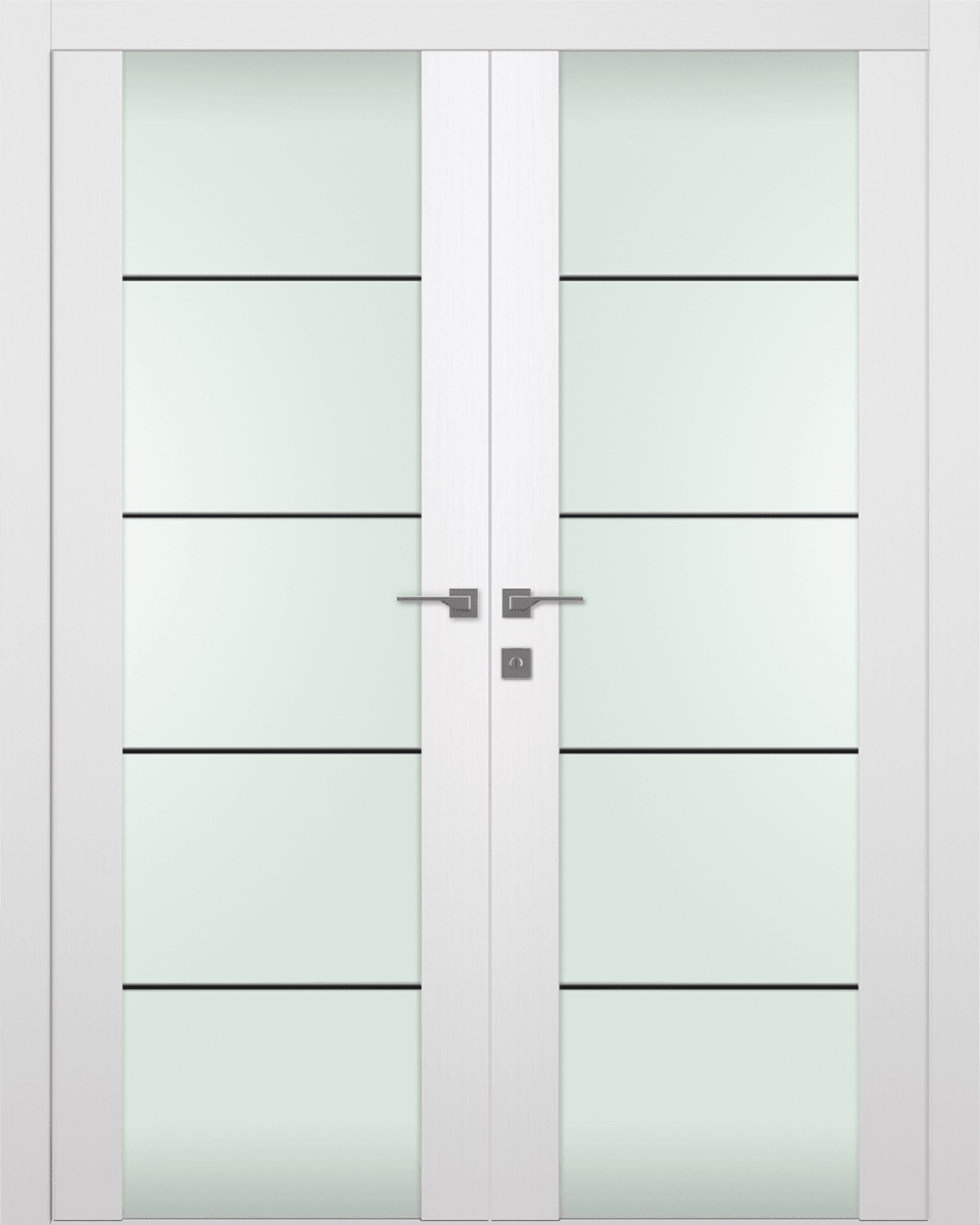 PALLADIO 202 4H BLACK STRIPS VETRO BIANCO NOBLE DOUBLE DOORS BELLDINNI MODERN INTERIOR DOOR