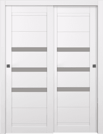 DORA VETRO SNOW WHITE BYPASS BELLDINNI MODERN INTERIOR DOOR - 1