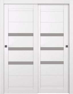 DORA VETRO SNOW WHITE BYPASS BELLDINNI MODERN INTERIOR DOOR - 1
