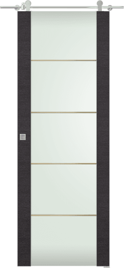 AVANTI 202 4H GOLD STRIPS VETRO BLACK APRICOT DOUBLE BARN DOORS BELLDINNI MODERN INTERIOR DOOR - 1